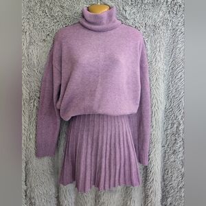 SHEIN Lavender Knit Sweater & Pleated Skirt Set